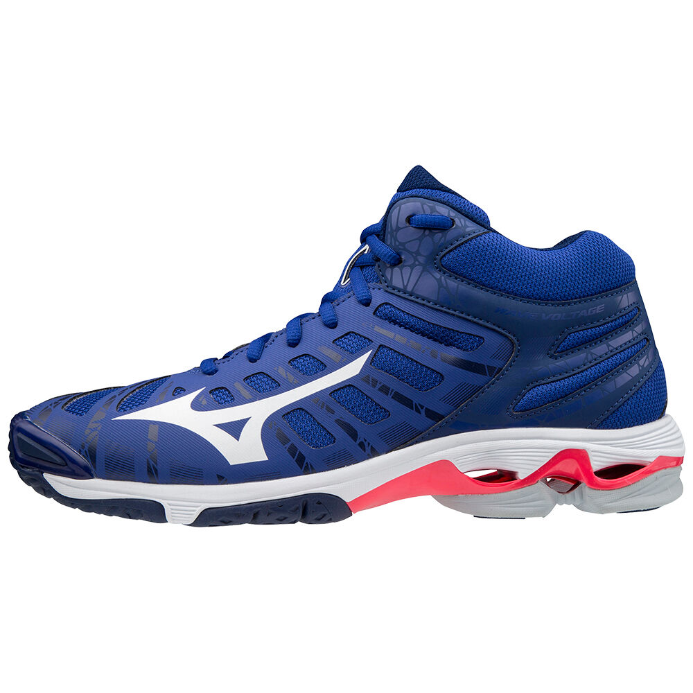 Mizuno Men's Wave Voltage Mid Volleyball Shoes Blue/White/Pink (V1GA196520-OMZ)